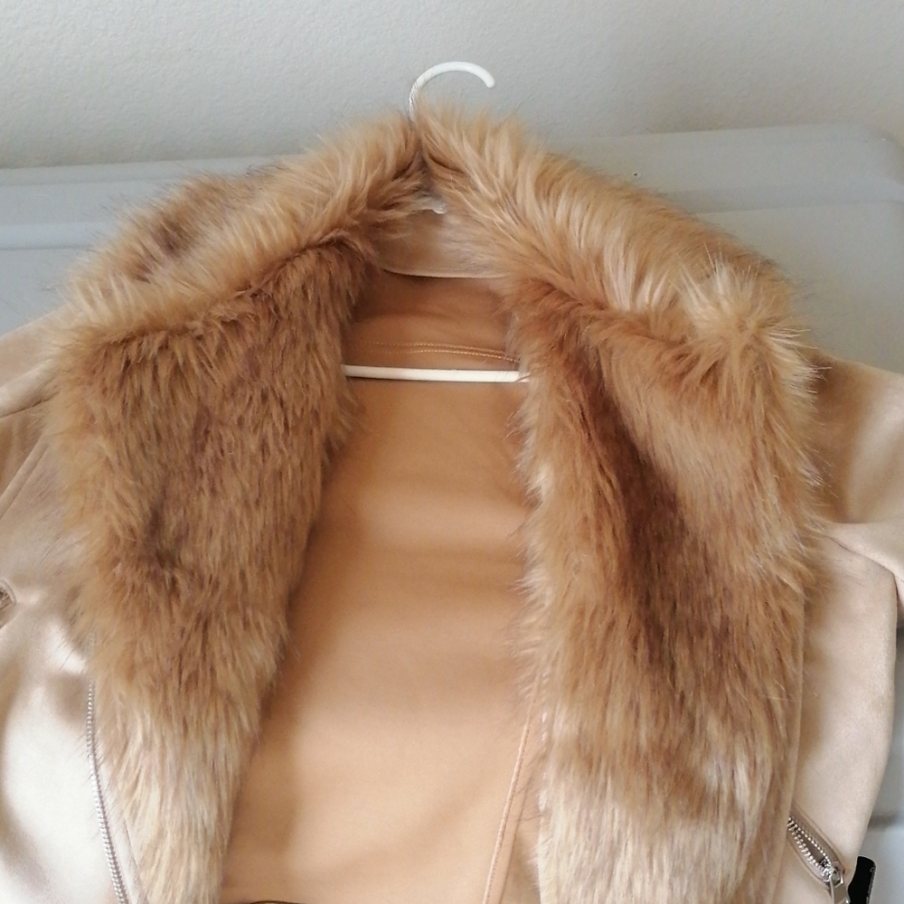 Blashe suede tan colored faux fur jacket